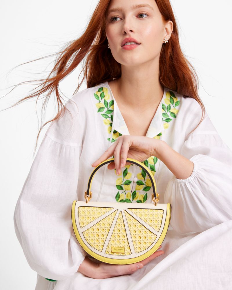 Kate Spade,Lemon Drop Wicker 3D Crossbody,