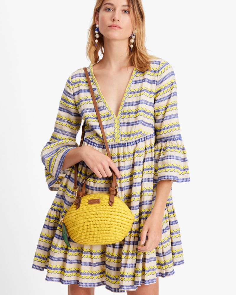 Kate Spade Lemon Drop Straw Crossbody Bag