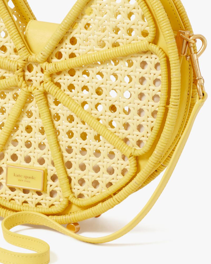 Lemon Drop Rattan Top-Handle Bag