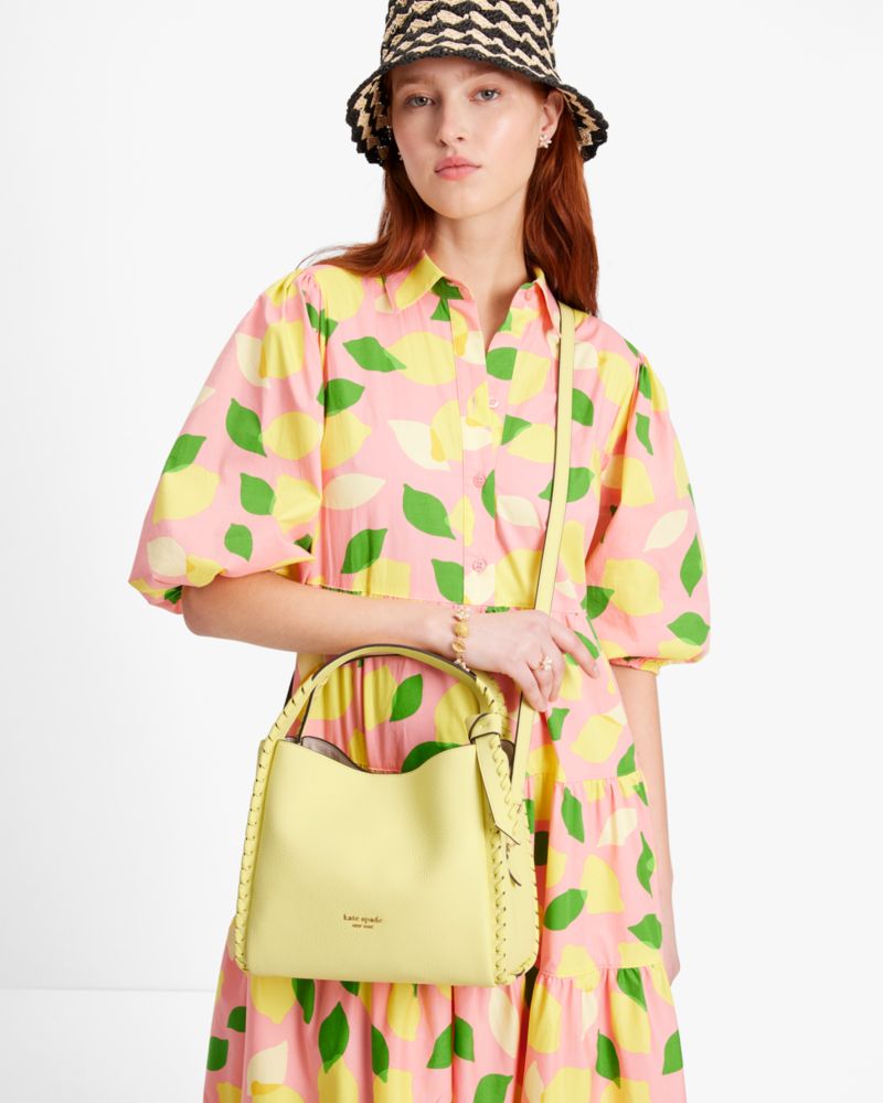 Kate Spade Knott Pebbled Leather Small Crossbody Bag in Yellow