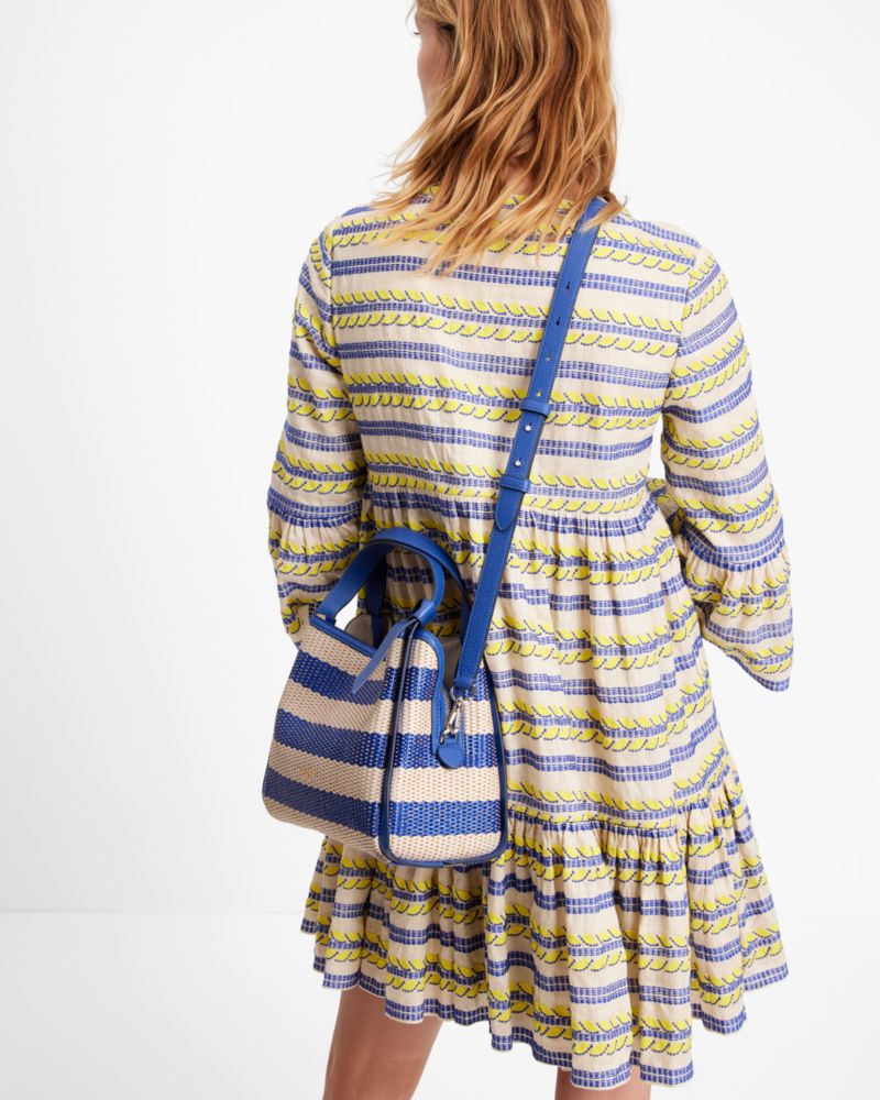 Kate Spade,Knott Striped Medium Crossbody Tote,Classic Blue Multi