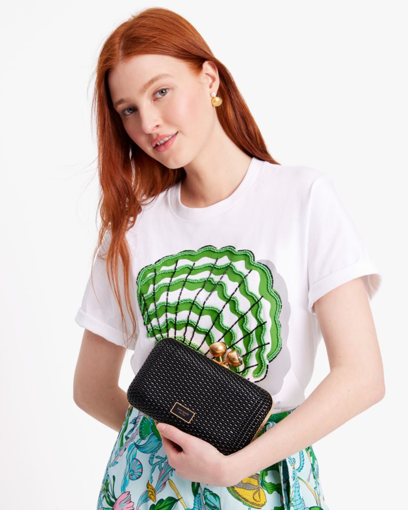 Kisslock Woven Small Clutch