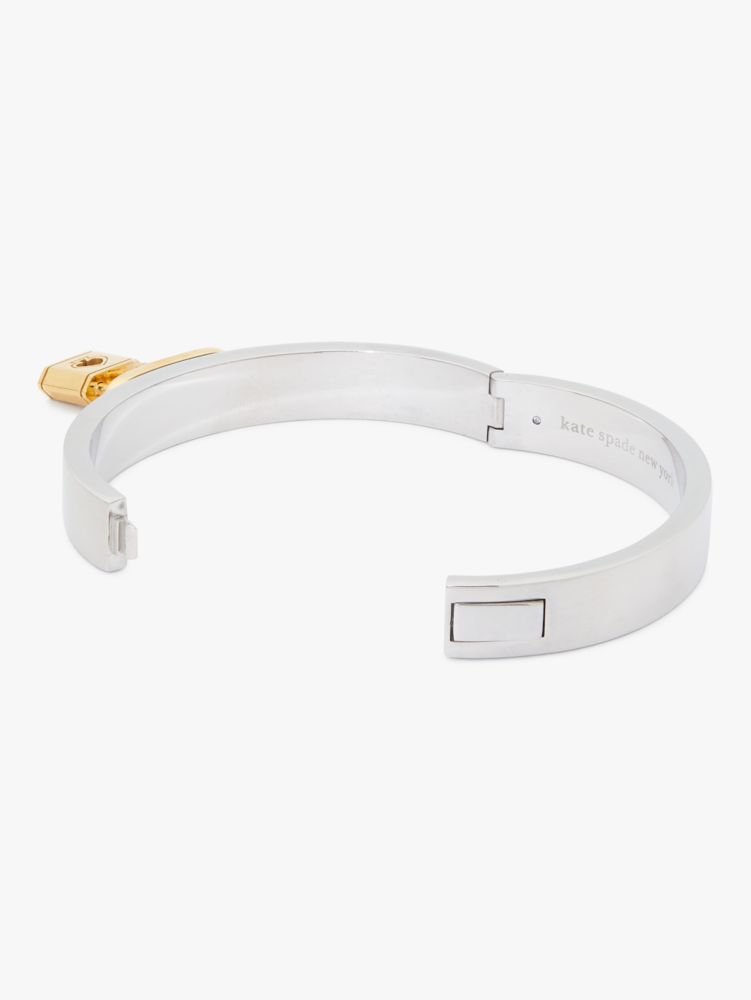 KATE SPADE NEW YORK LOCK AND SPADE CHARM BANGLE KB993 SILVER GOLD 