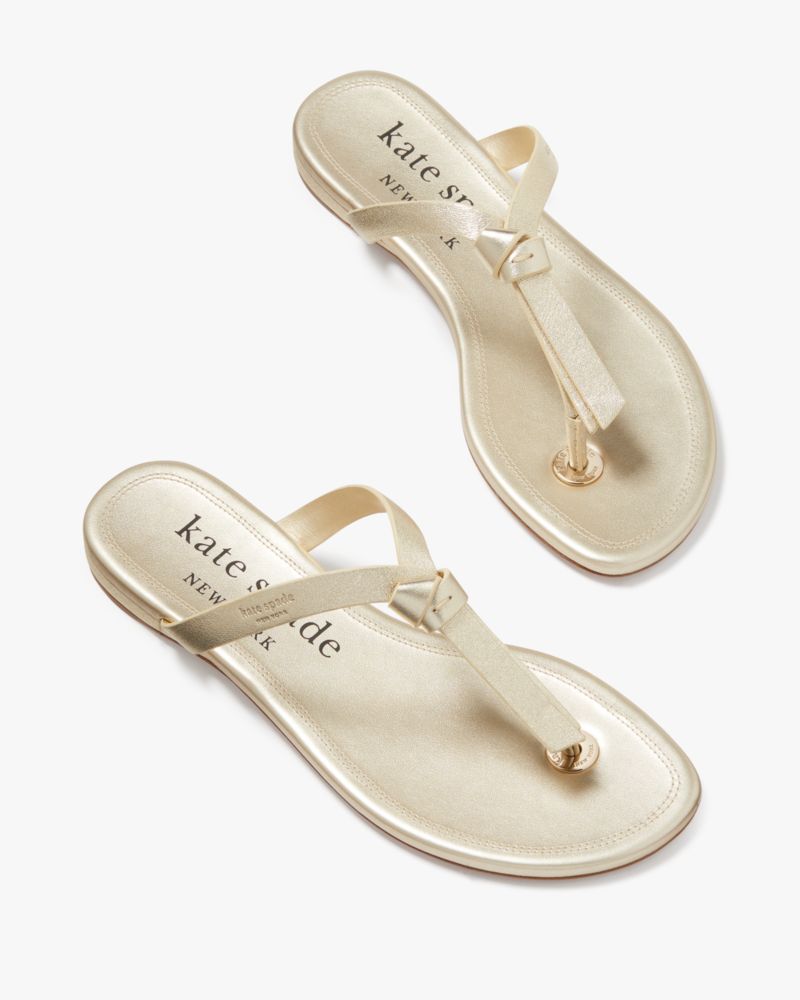Kate Spade Knott Slide Sandals In Pale Gold