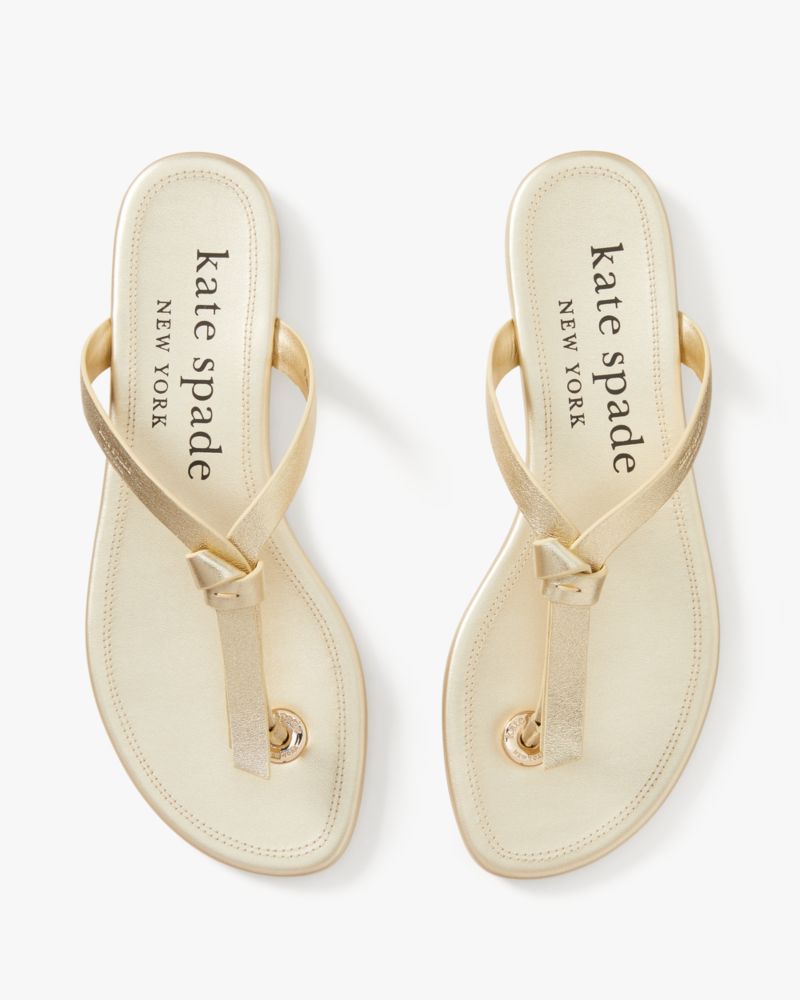 Kate Spade,Knott Slide Sandals,Nappa Leather,Flip Flops,Logo,Knot,Embossed,Casual,