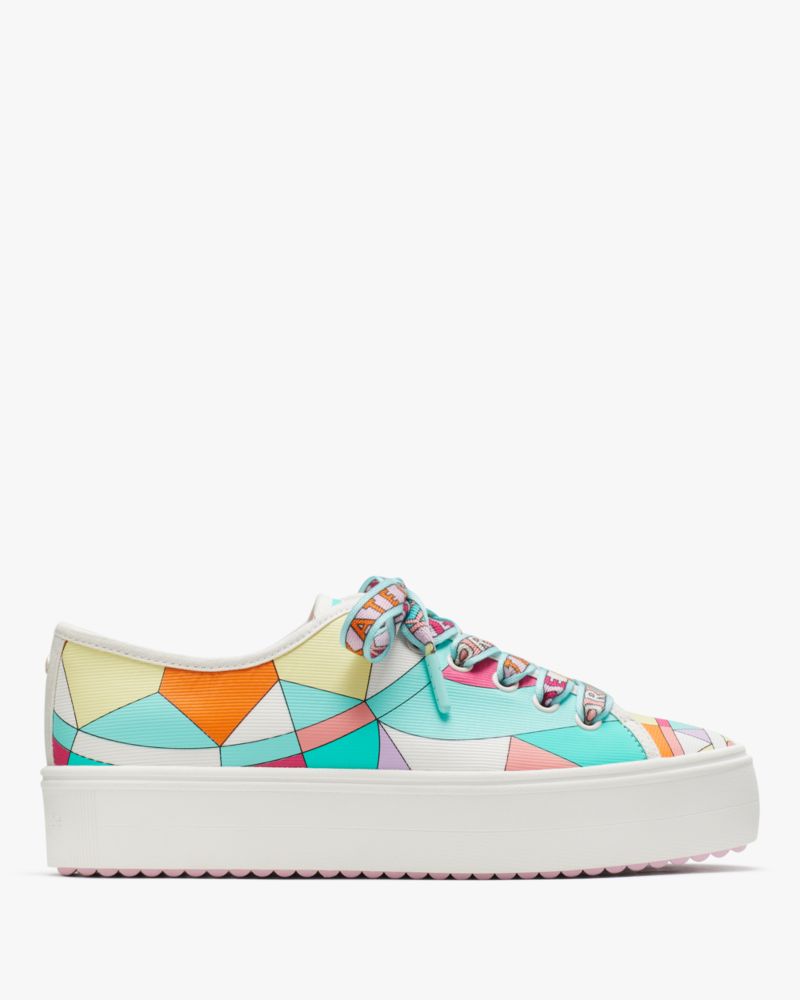 Kate Spade,Serve Sneakers,Cotton,Rubber,Casual,Pull Tab,Casual,Multi Color