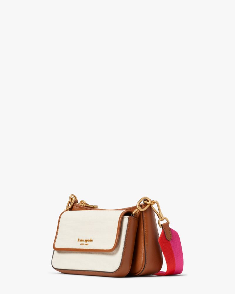 Kate Spade,Double Up Racing Stripe Canvas Crossbody,