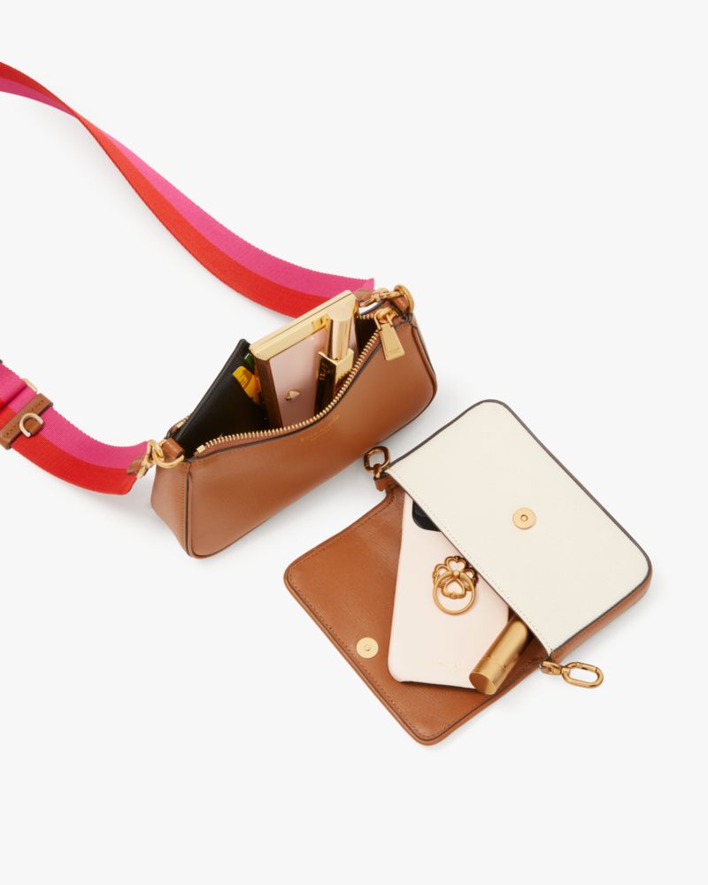 Kate Spade,Double Up Racing Stripe Canvas Crossbody,