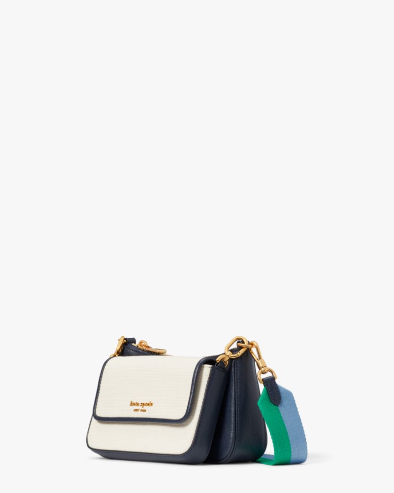 Kate Spade,Double Up Racing Stripe Canvas Crossbody,
