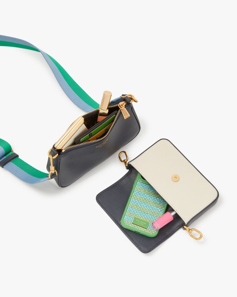 Kate Spade,Double Up Racing Stripe Canvas Crossbody,