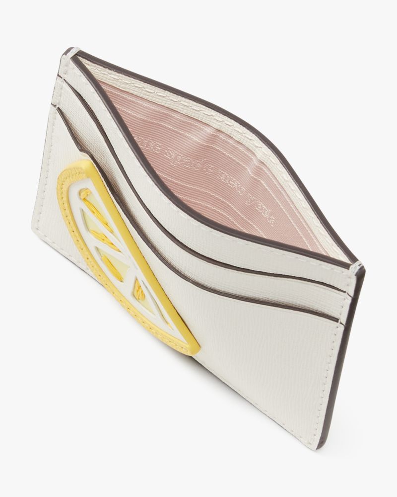 Kate Spade,Lemon Drop Appliqué Cardholder,Halo White Multi