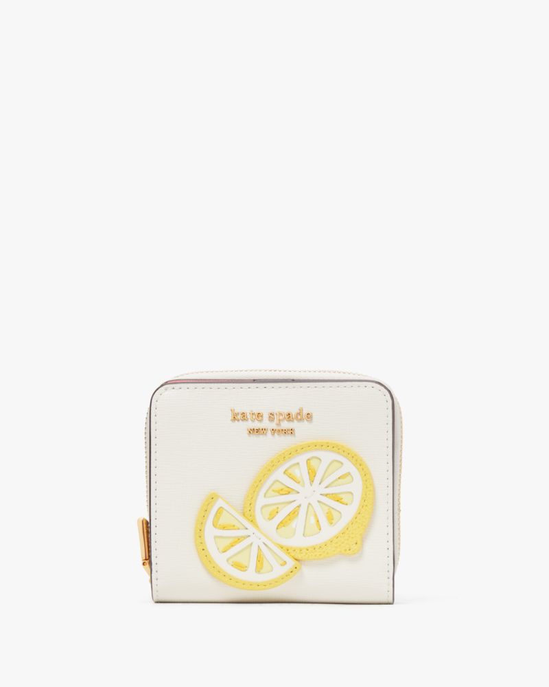 Kate Spade,レモン ドロップ アップリケ スモール コンパクト ウォレット,全てのアウトレット,ヘイローホワイトマルチ