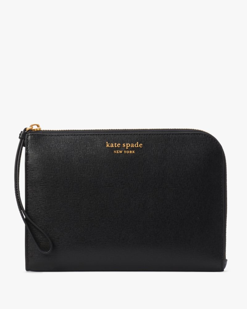 Kate Spade,Morgan Travel Organizer,Leather,Wristlet,Metal,Logo,Scratch Resistant,Travel,Black