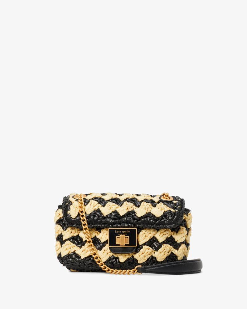 Evelyn Striped Crochet Raffia Small Shoulder Crossbody