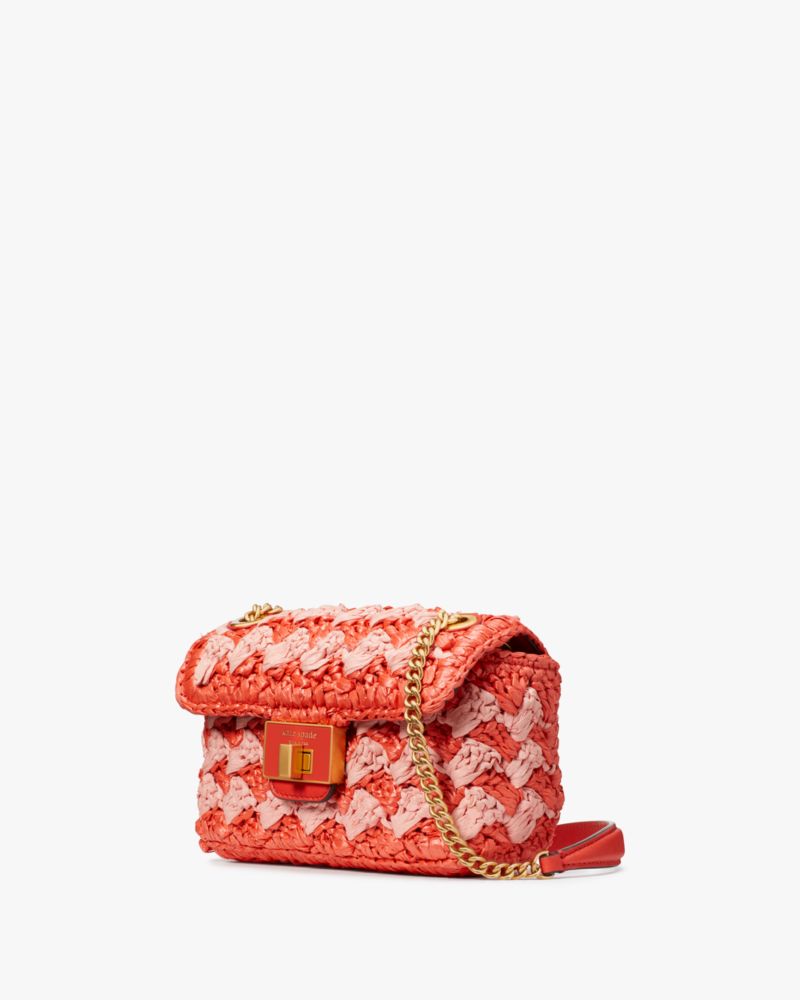 Kate Spade,Evelyn Striped Crochet Raffia Small Shoulder Crossbody,Ladybug Multi