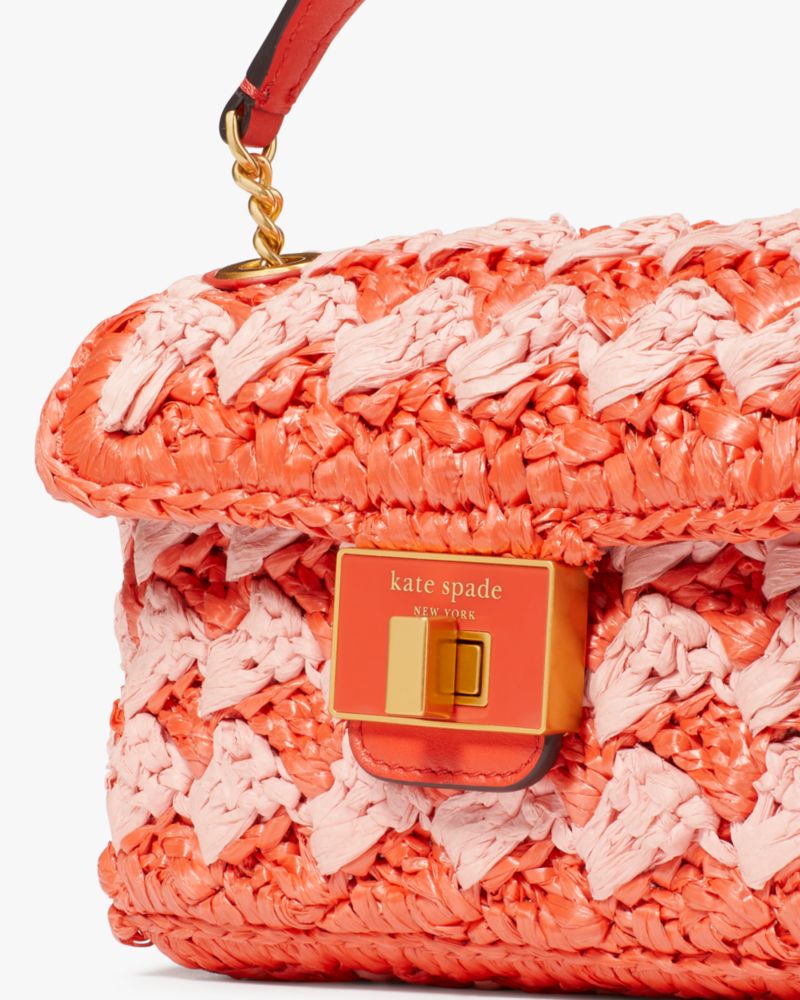 Kate Spade,エブリン ストライプ クロシェ ラフィア スモール ショルダー クロスボディ,全てのアウトレット,レディバグマルチ