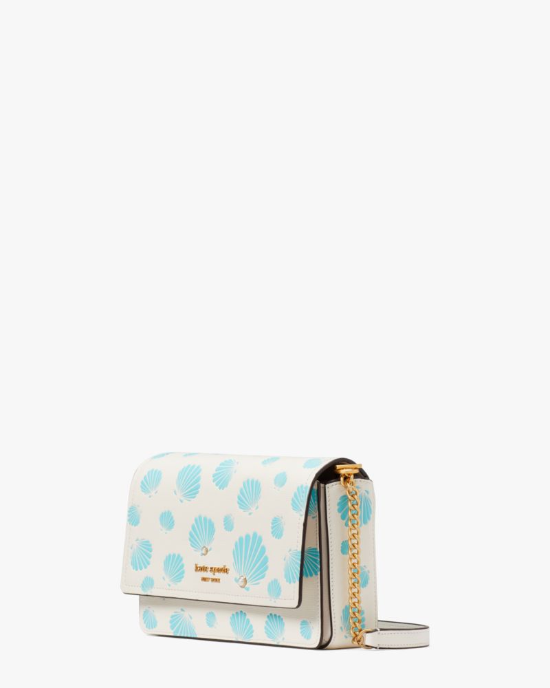 Kate Spade,Morgan Seashell Embossed Flap Chain Wallet,Cream Multi