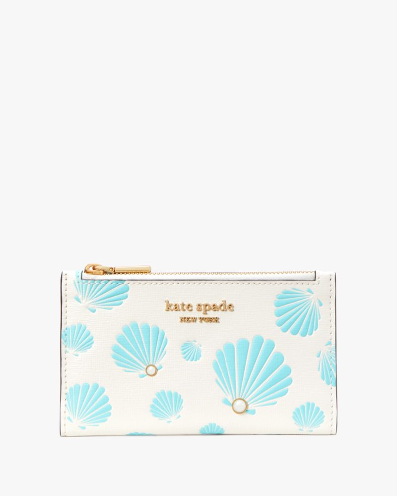 Kate Spade New York Morgan Saffiano Leather Small Slim Bifold Wallet Aegean  Teal One Size