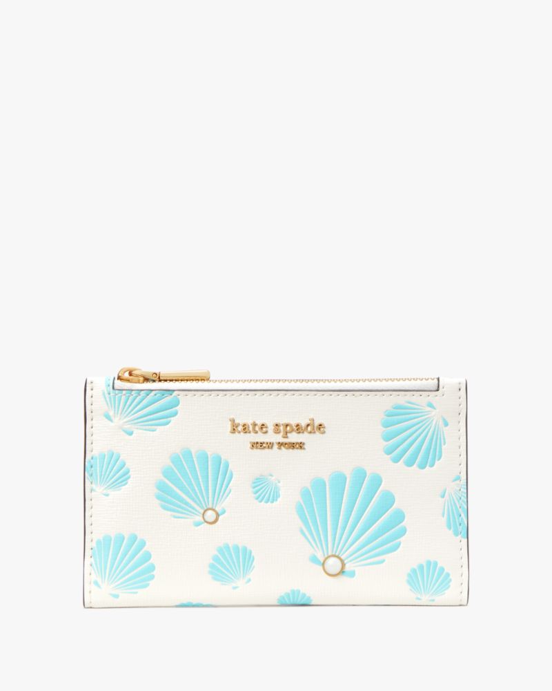 Kate Spade,モーガン シーシェル エンボス スモール スリム バイフォールド ウォレット,全てのアウトレット,クリームマルチ