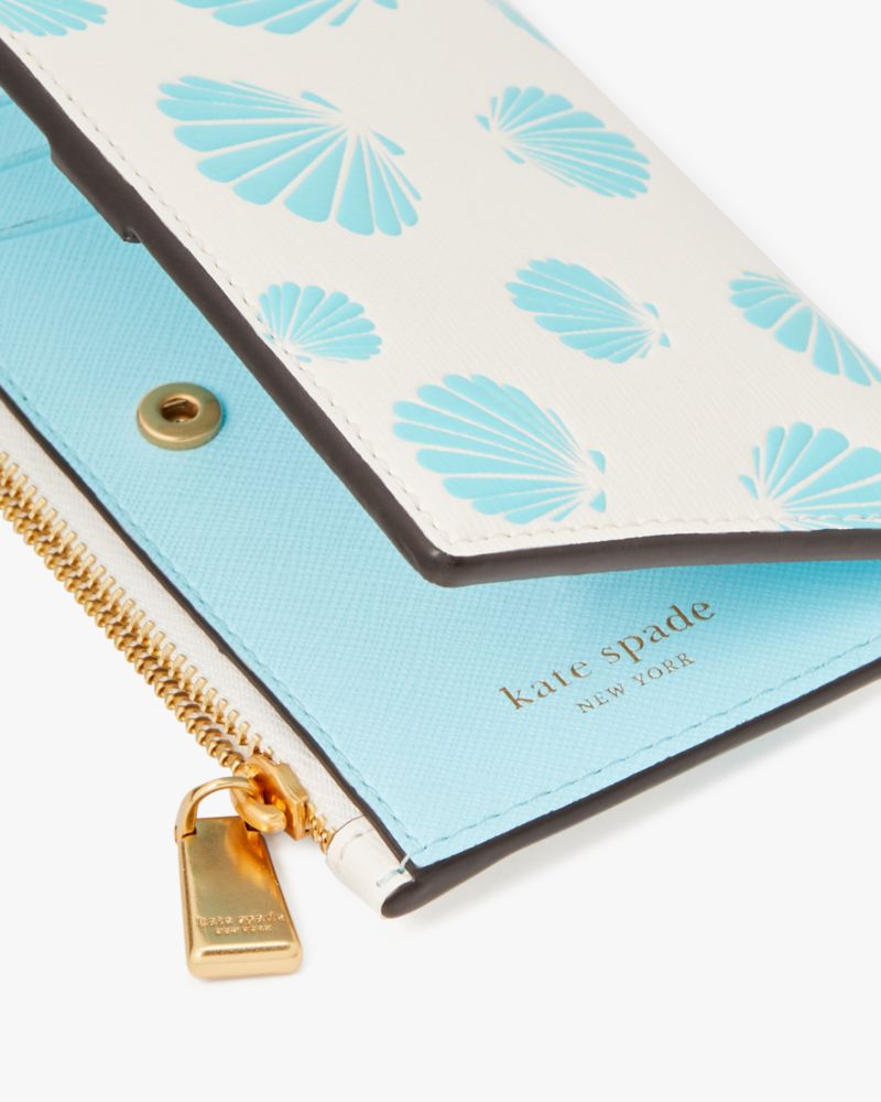 Kate Spade,Morgan Seashell Embossed Small Slim Bifold Wallet,