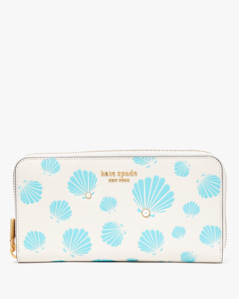 Kate Spade,モーガン シーシェル エンボス ジップアラウンド コンチネンタル ウォレット,全てのアウトレット,クリームマルチ