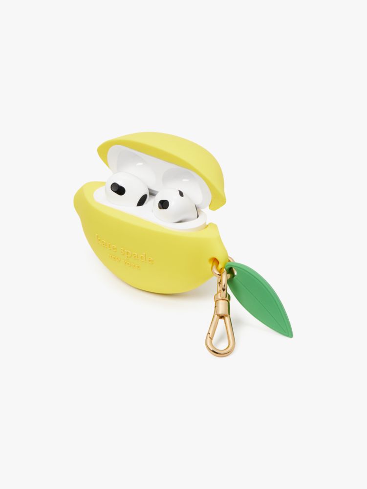 Kate Spade,Lemon Drop Silicone Airpods Case,Dandelion Yellow Multi