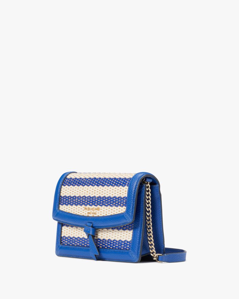 Kate Spade New York Knott Striped Woven Fabric Flap Crossbody Classic Blue  Multi One Size: Handbags