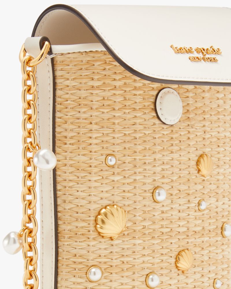 Steffie Embellished Straw North South Phone Crossbody