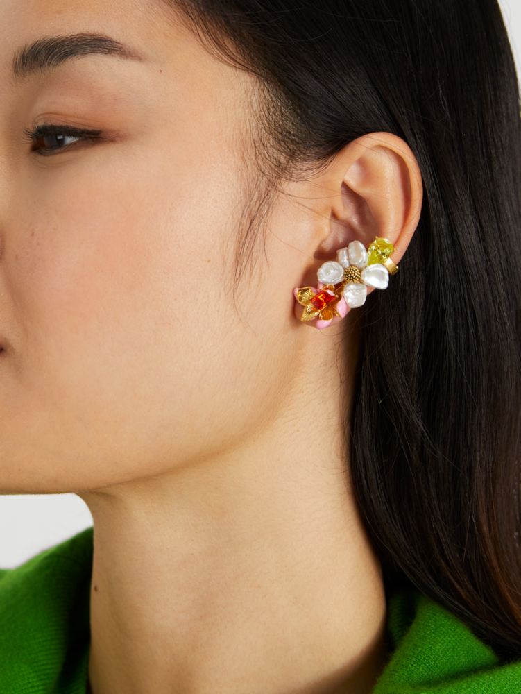 Kate Spade,Floral Frenzy Ear Pin Earrings,Multi