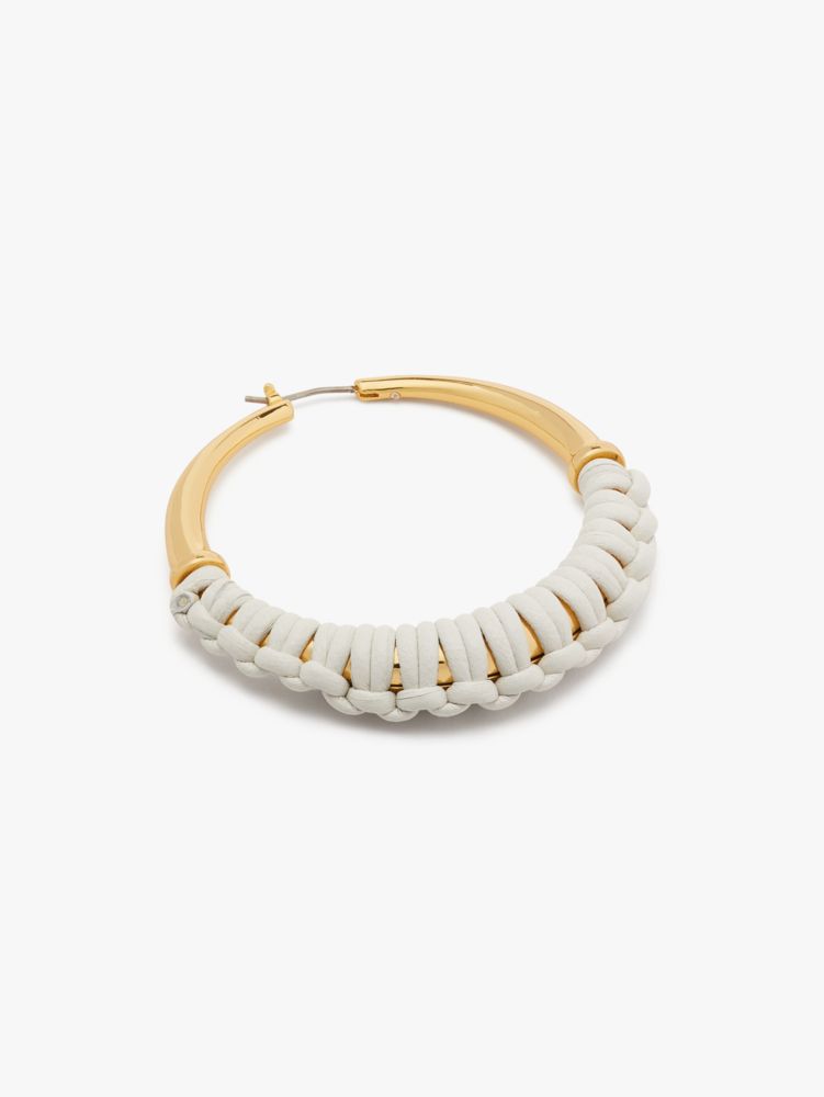 Kate Spade,Bohemia Leather Hoops,Cream