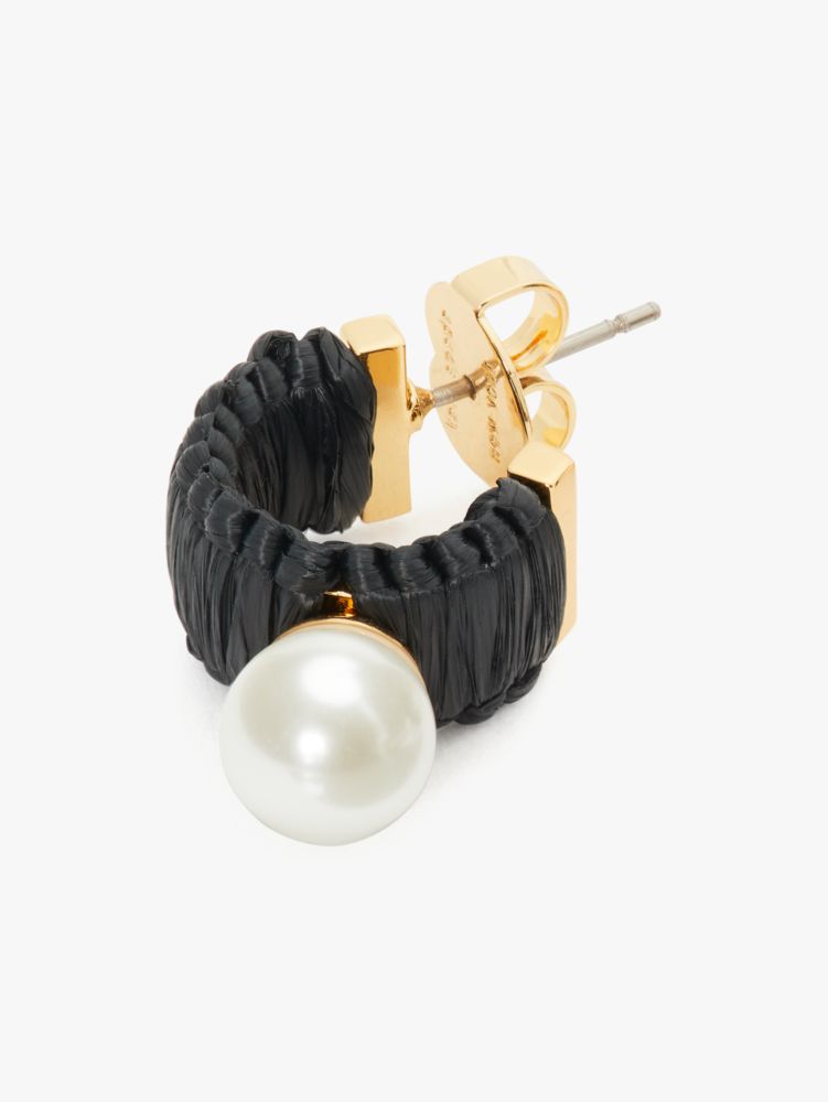 Kate Spade,Francesca Raffia Mini Hoops,Black Multi