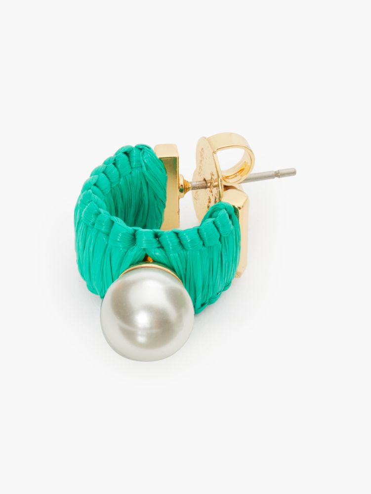 Kate Spade,Francesca Raffia Mini Hoops,Green Multi