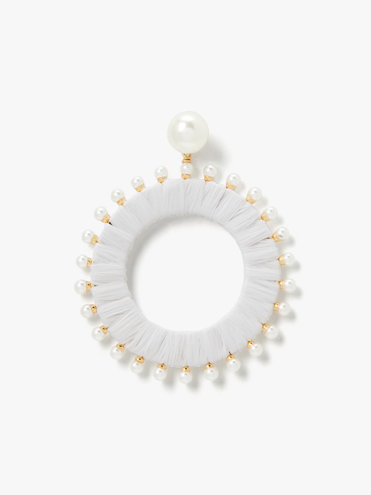 Kate Spade,Francesca Raffia Drop Hoops,White Multi