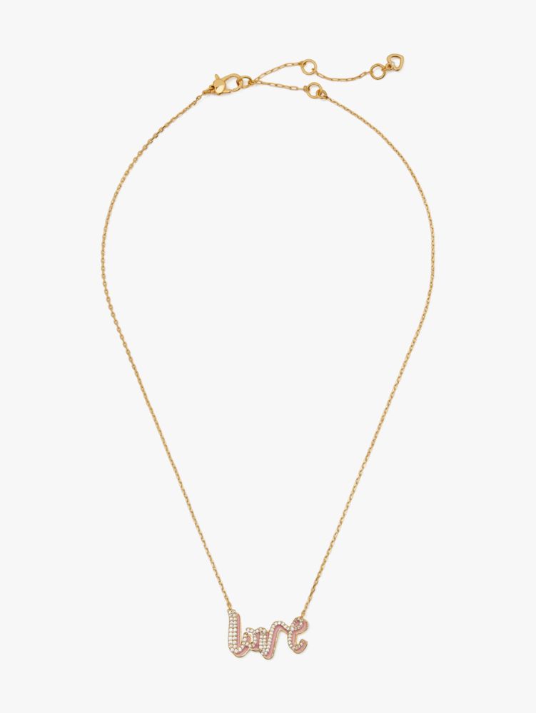 Kate Spade,Say Yes Love Pendant,Pink/Gold