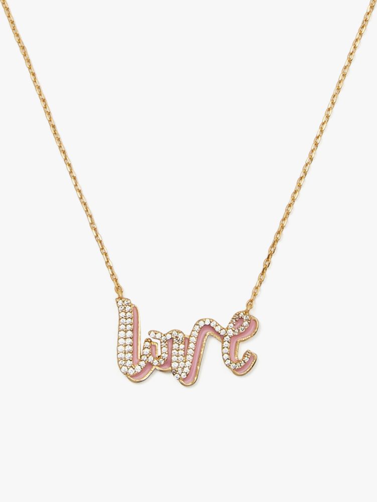 Kate Spade,Say Yes Love Pendant,Pink/Gold