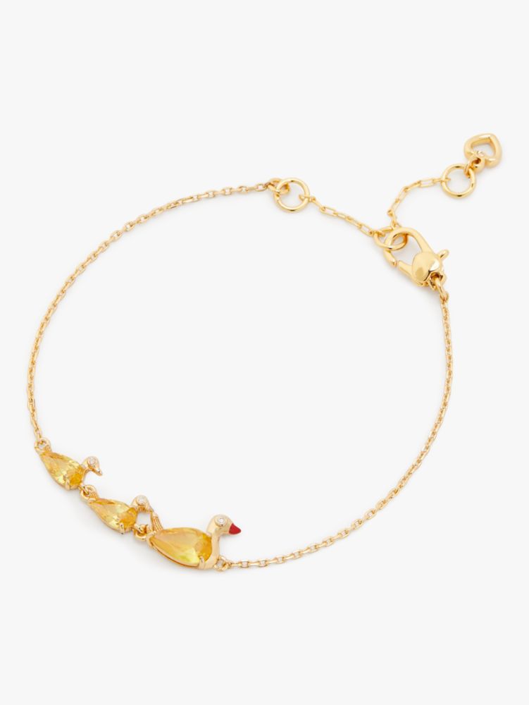 Kate Spade,Love You, Mom Ducks In A Row Bracelet,Yellow Gold