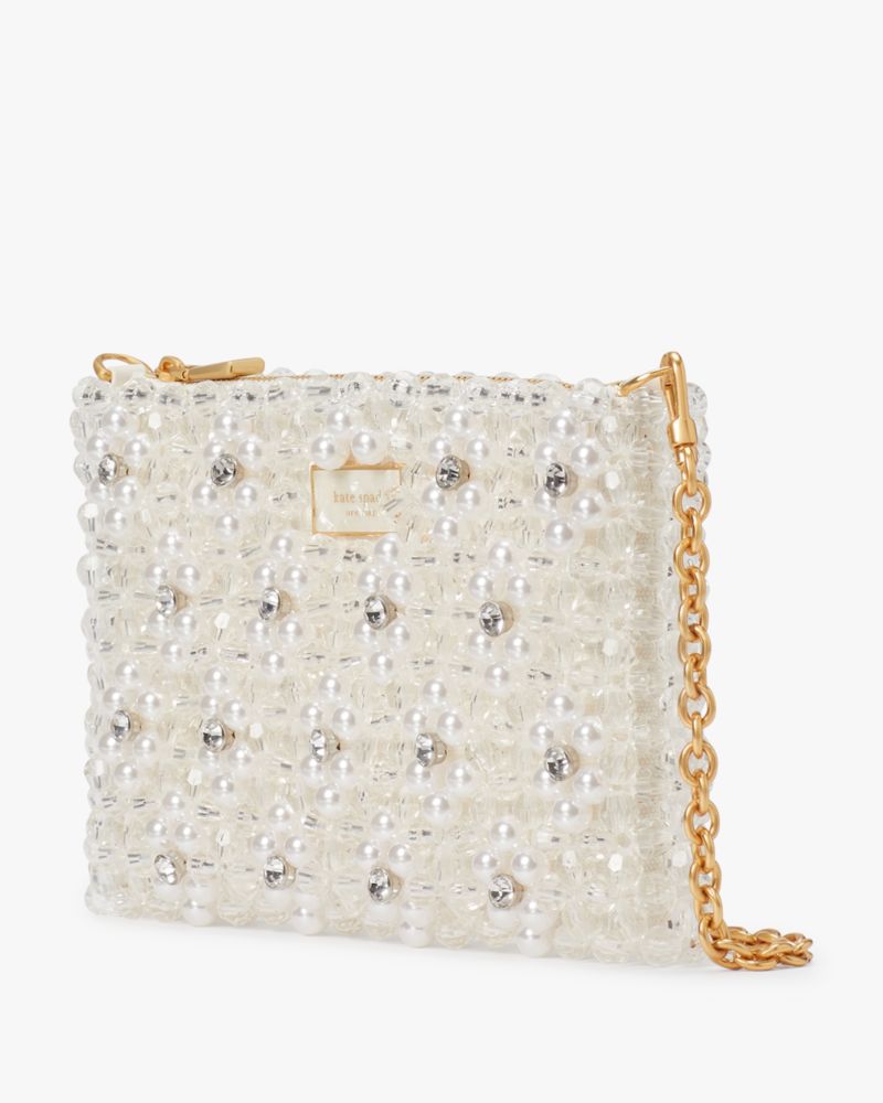 White Cream Pearl Hand Embellished Evening Clutch Bag Bags