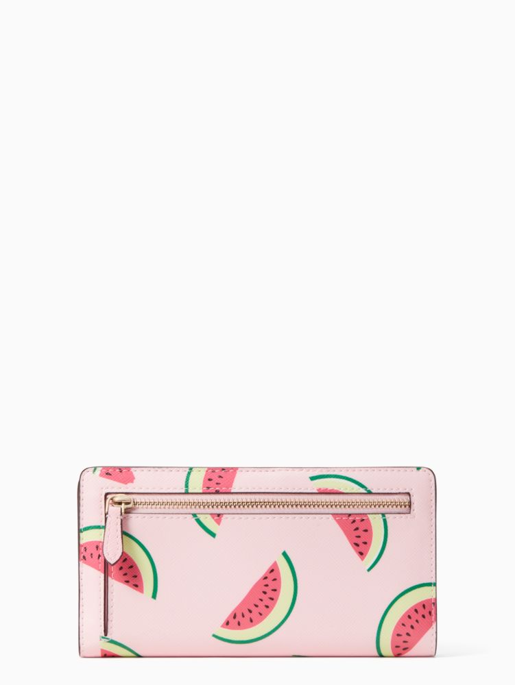 Kate Spade,Marlee Watermelon Party Large Slim Bifold Wallet,Pink Multi