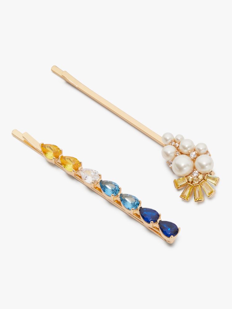 Kate Spade,rain or shine hair pins,White/Multi