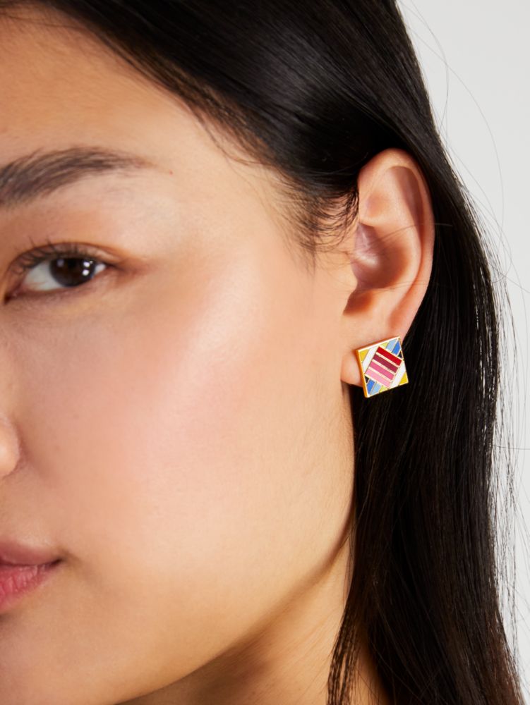 Kate Spade,Patchwork Enamel Studs,