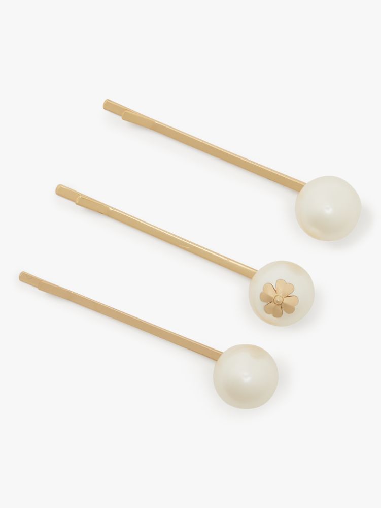 Kate Spade,Pearls On Pearls Hair Pins,Cream/Gold