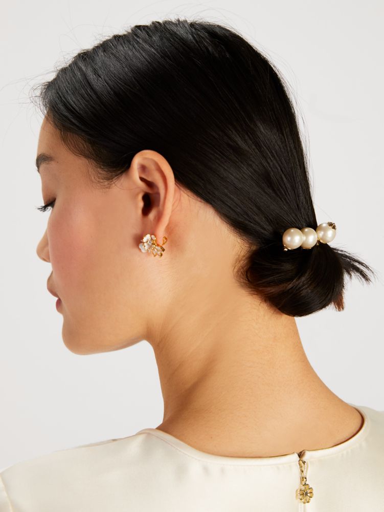 Kate Spade,Pearls On Pearls Hair Pins,Cream/Gold