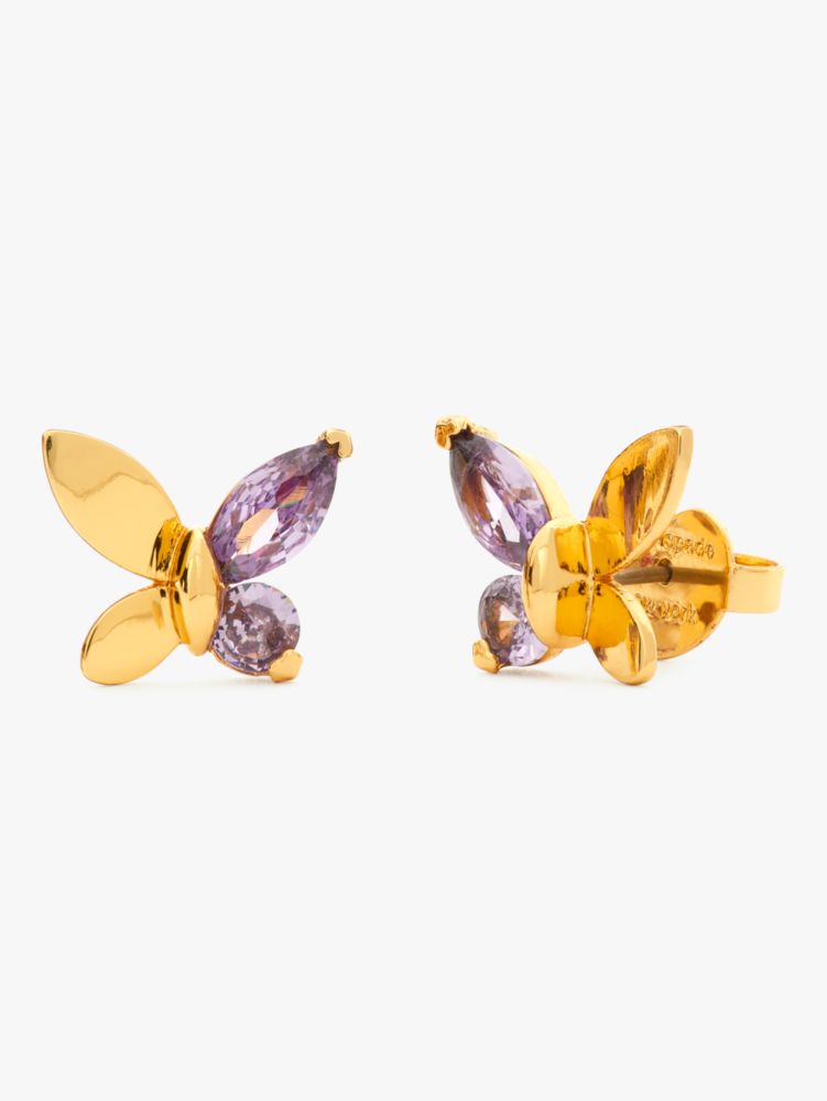 kate spade, Jewelry, Kate Spade Social Butterfly Gold Clear Stud Earrings