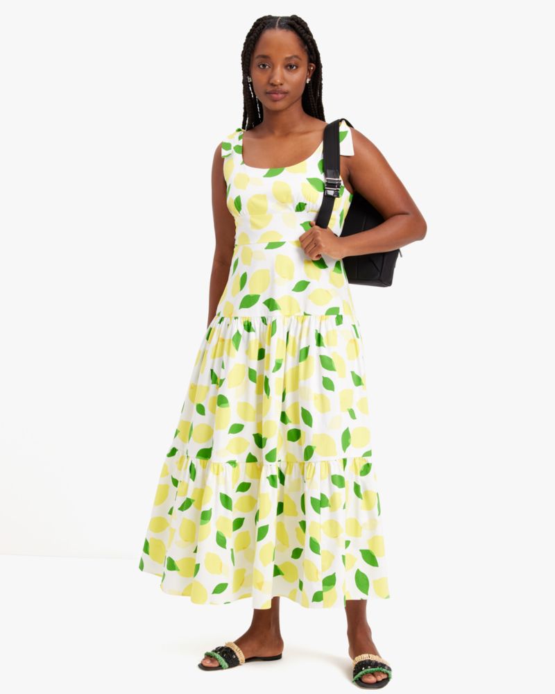 Kate Spade,Lemon Toss Tiered Maxi Dress,Cocktail,Cream