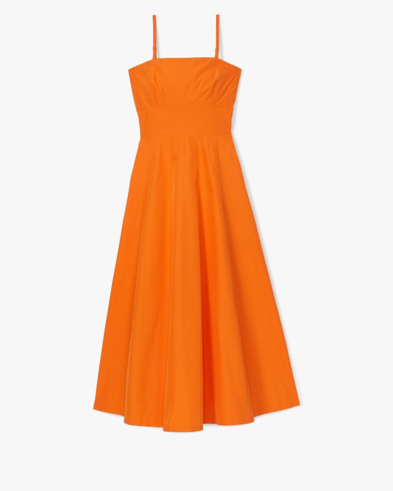 Kate Spade,Anita Taffeta Dress,Lining Polyester,Polyester,Spandex,Sundress,A-Line,No Embellishment,Adjustable,Day Party,Orange