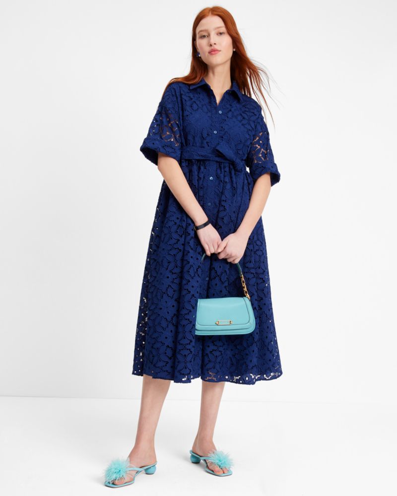 Kate Spade,Embroidered Cutwork Montauk Dress,Day,French Navy