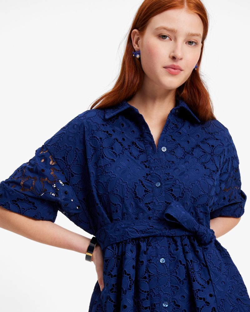 Kate Spade,Embroidered Cutwork Montauk Dress,Day,French Navy