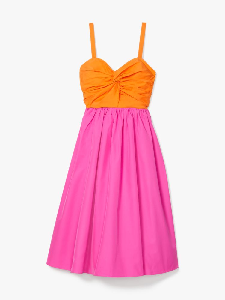 Kate Spade,Twist Bodice Colorblocked Dress,Cocktail,Satsuma/Tropical Pink