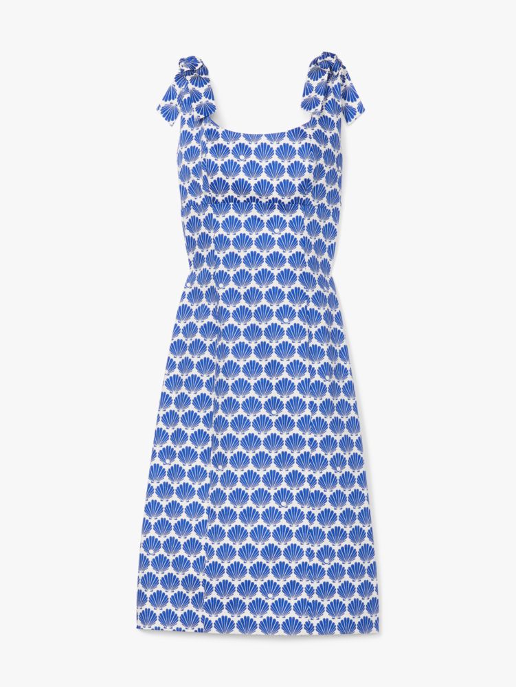 Kate Spade,Shell Tie-shoulder Dress,Mesh,Cotton,Empire,A-Line,Tie Belt,Adjustable,Day Party,Multi Color