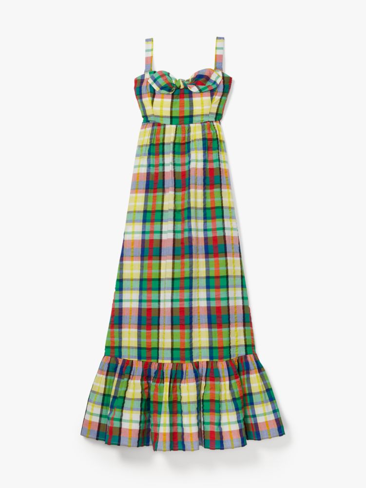 Kate Spade,Coastal Plaid Bow Dress,Multi Color